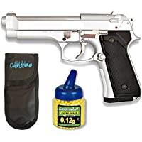Outletdelocio. Pistola Airsoft MF-9S metálica. Calibre 6mm + Funda Portabalines + 1000 Bolas. 49615-21993-23054